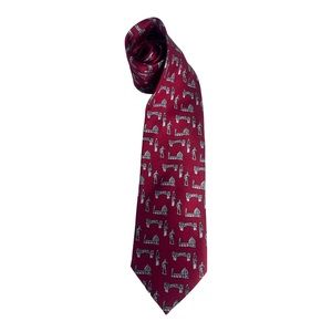 Firenze "The Roman Empire" Mens 100% Silk Tie Red 3.5" Wide‎ Made in Italy